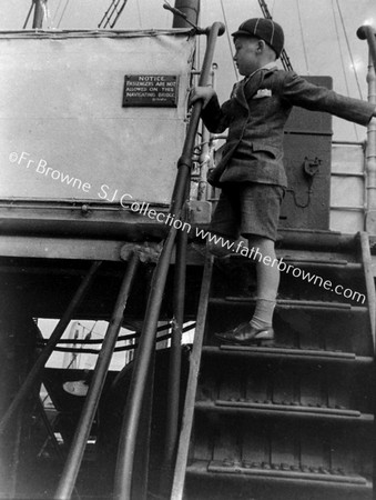 AS FAR AS HE DARES  BOY ON STEPS OF SS SCOTIA